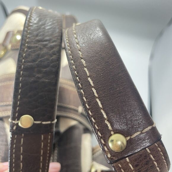 Vintage Y2K Coach Limited Edition Mandy Legacy Brown & Cream Turn Knob Tag - Picture 9 of 15